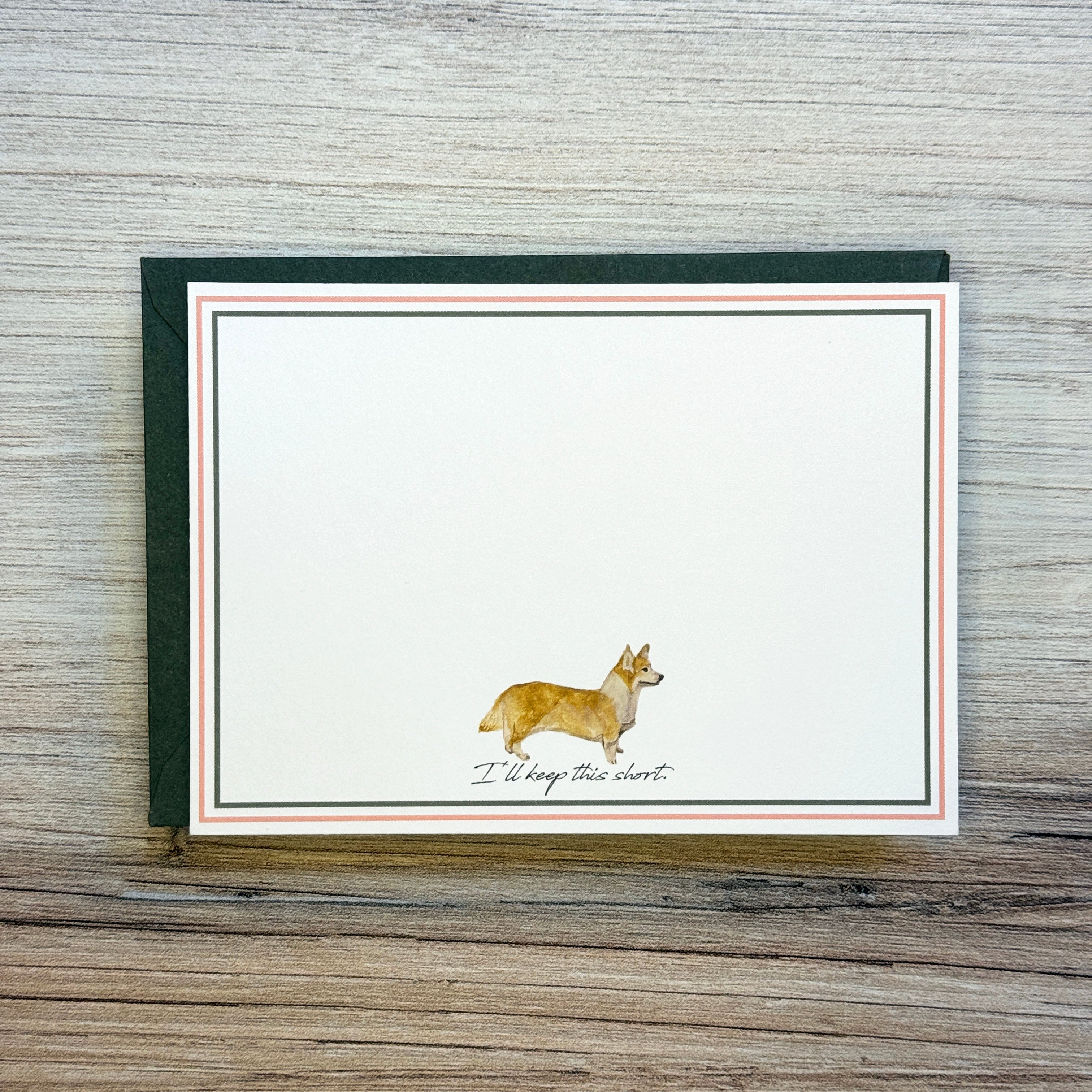 corgi card sleeves Canine Compadres "I'll Keep This Short" Card – Funny Corgi Greeting Card (Single) – White Tree Paper