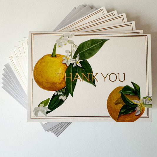 Orange Blossom Thank You Card (Gold Foil) Set (6)