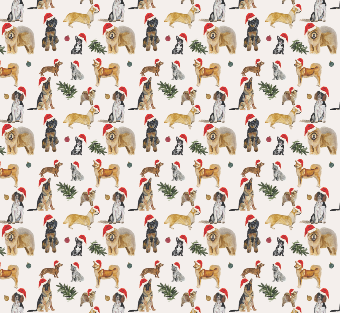 Santa Dogs Wrapping Paper